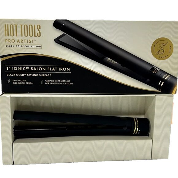 ✨NEW Hot Tools Pro Artist Ionic Salon Styling Flat Iron Black Gold Collection 1" - Picture 7 of 7